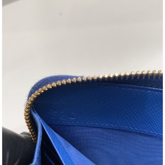Prada Sapphire Saffiano Leather Zip around Wallet - Picture 5 of 13